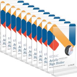 12 Pack Acrylic Sign Holder 8.5 x 11 -NEW (1565/3)