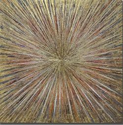 New 35x35” XL Oil Hand Painting Minimalist Wall Art Textured Abstract Gold Canvas Artwork Framed