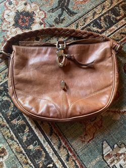 Francesco Biasia Honey Leather Shoulder Bag Braided Handle Silver Buckle