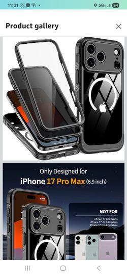 Magnetic for iPhone 17 Pro Max Case, [Compatible with Magsafe] Built-in 9H & Privacy Screen Protector, [Military Grade Protection] Shockproof Anti Spy
