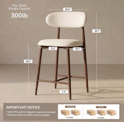 Set of 2 Counter Height Bar Stools – Brand New