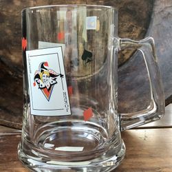 Very Large Glass Beer Mug Stein Joker Playing Cards By Luminarc, France 40 oz. 