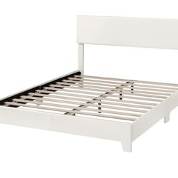 Modern White Full Bed Frame with Headboard – Excellent Condition