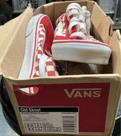 Vans Old Skool (Primary Check) Red/White Checkerboard – Men’s Size 8 / Wome