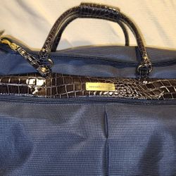 Samantha Brown 20"Duffle Luggage On Wheels Blue Croco
