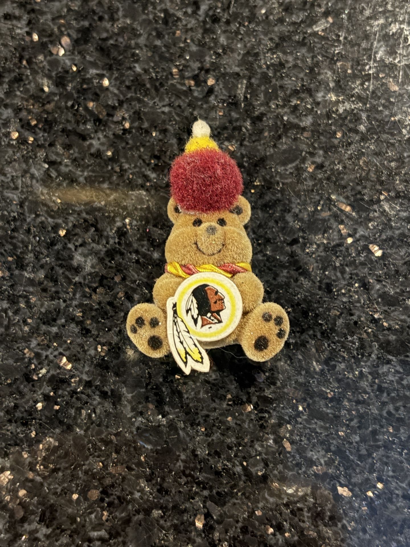 Vintage Fuzzy 3D Teddy Bear with Washington Commanders Emblem 2” Fridge Magnet