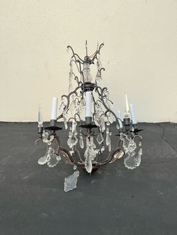 Crystal and Bronze Multi-Arm Chandelier - REDUCED - Interior Design Sale