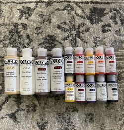 Golden Fluid Acrylics Paint Bundle - Traces (14 Colors 4fl Oz & 1fl Oz Bottles)
