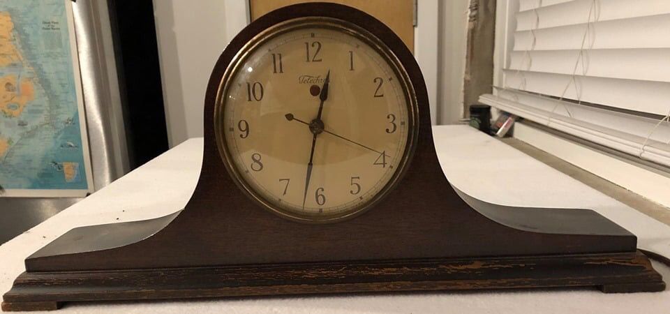 Antique 1930’s Mantle Shelf Telechron Wood Electric Clock - Nice!