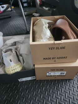 Yeezy Slide Size 10 $110, Adidas 4dfwd Size 10.5 $95