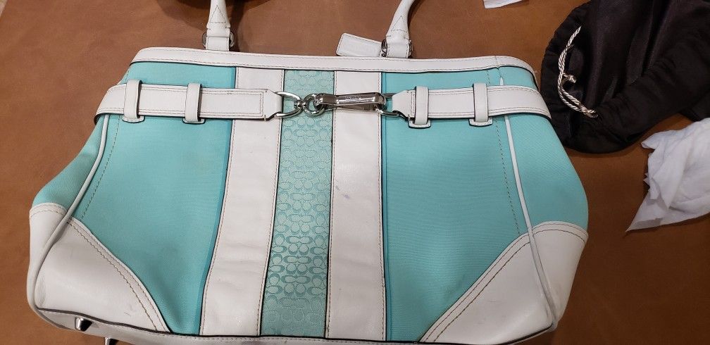 Blue And White Coach Purse