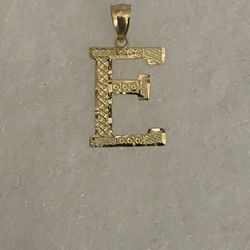 10k Real Gold Letter E Pendant Charm