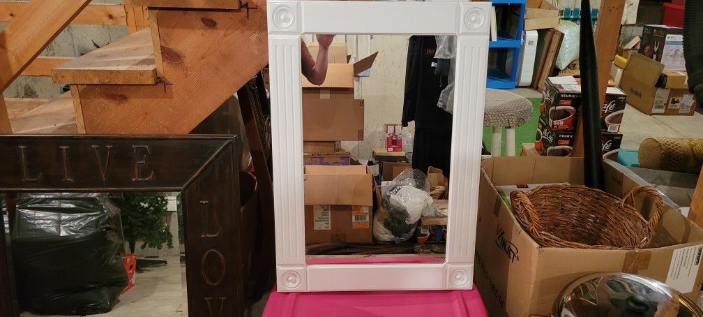 White Framed Wall Mirror