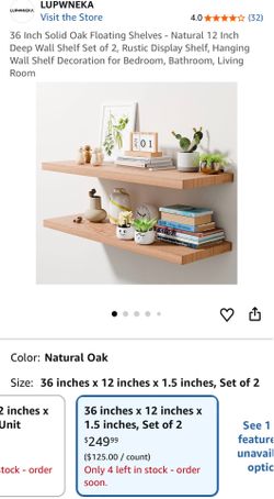 Solid Oak Wood Floating Shelves