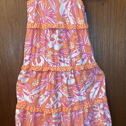 New with tags-Girls Spaghetti Strap Tiered Pull Over Dress, Pink and Orange,  size S (6-6X)