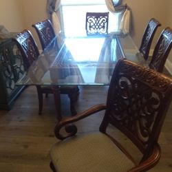 Dining Table And Six Chairs Red Mahogany Real Wood