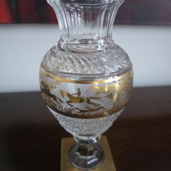 Josair Crystal- Crystal vase with 24K gold-plated band by Josair