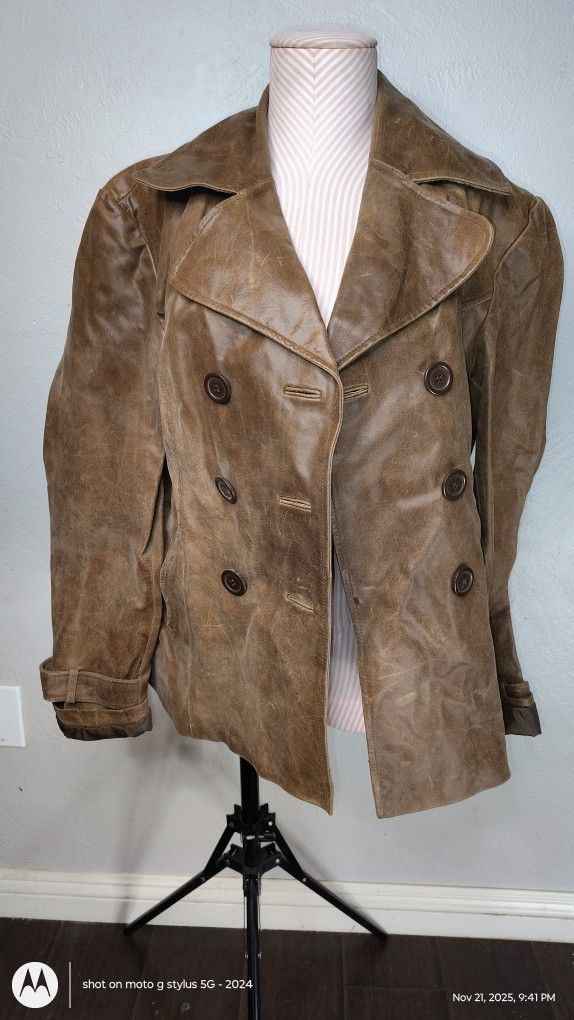 New York & Company Leather Jacket Womens Sz large Brown