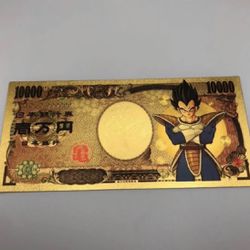 24k Gold Plated Vegeta (Dragon Ball Z) Banknote