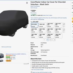 *NEW-CoverMaster Indoor Car Cover for Chevrolet Suburban - Black Satin - $50 (Newbury Park)