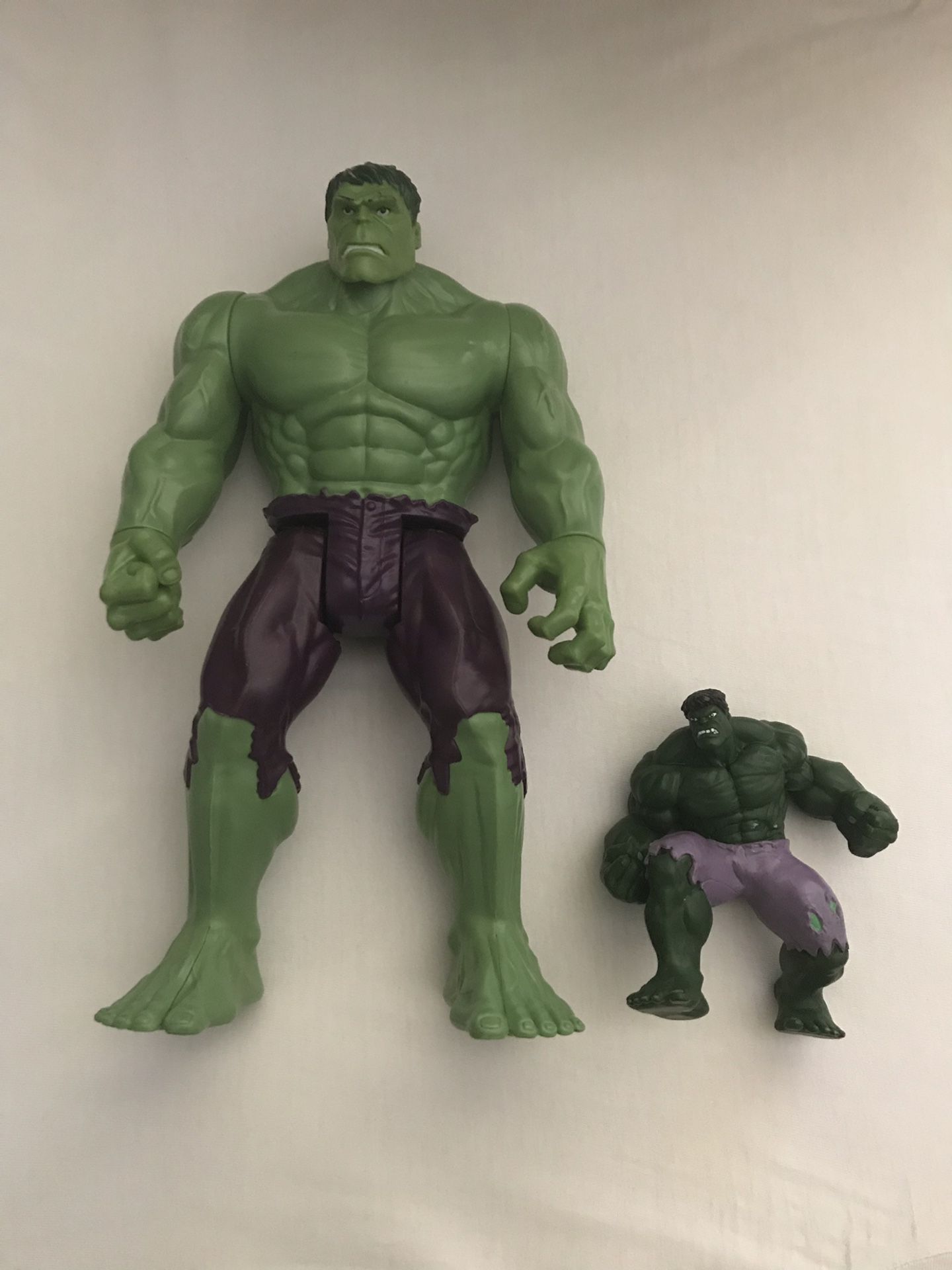 Marvel Comics Figures Big Hulk Around 12 Inches Tall Small Hulk Around 4 Inches Tall Good Condition Both For $15