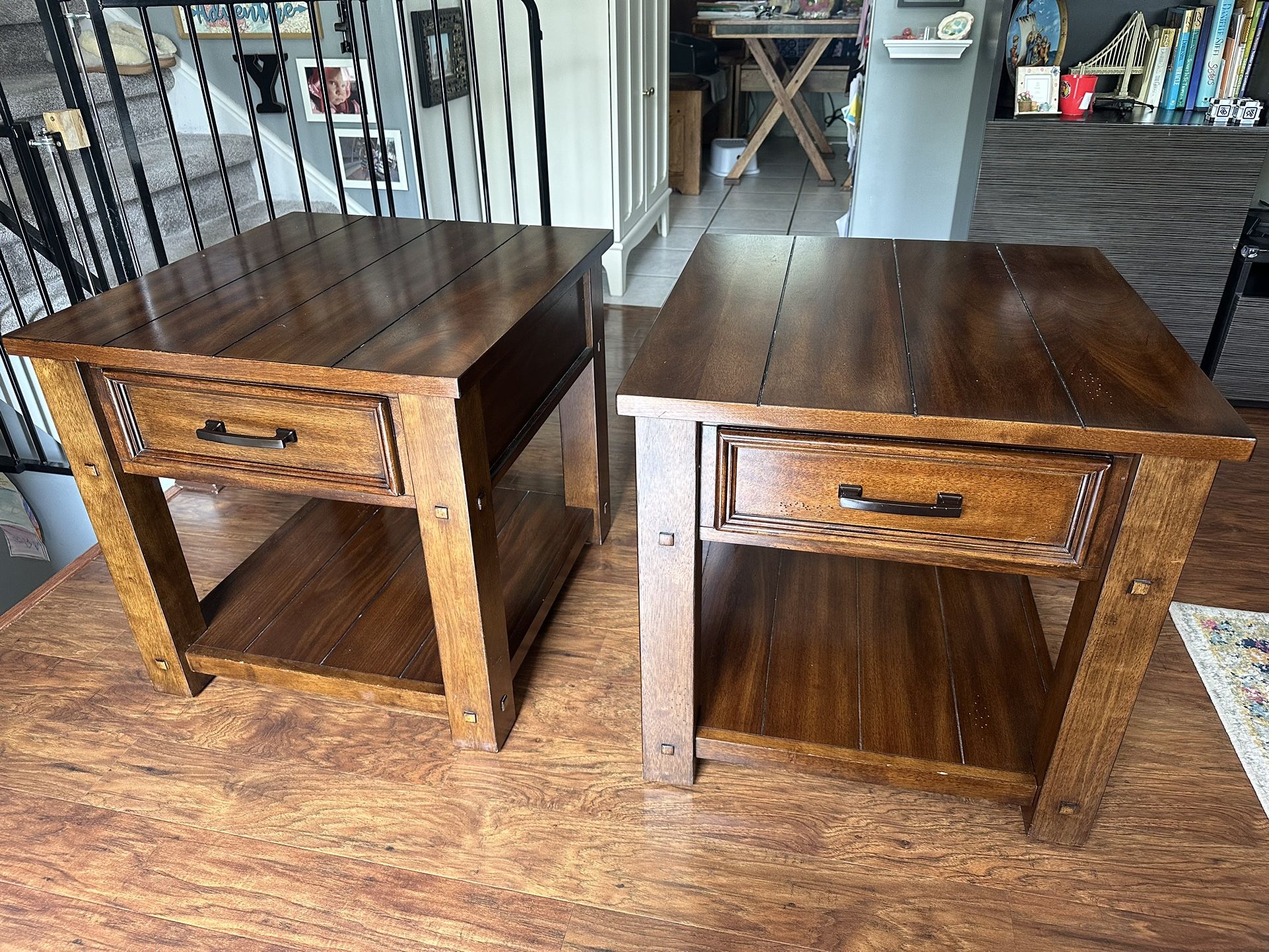 Like New AFW Mahogany Wood End Side Tables Night Stands from American Furniture Warehouse