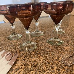 Set Of 5 Margarita Glasses Mauve