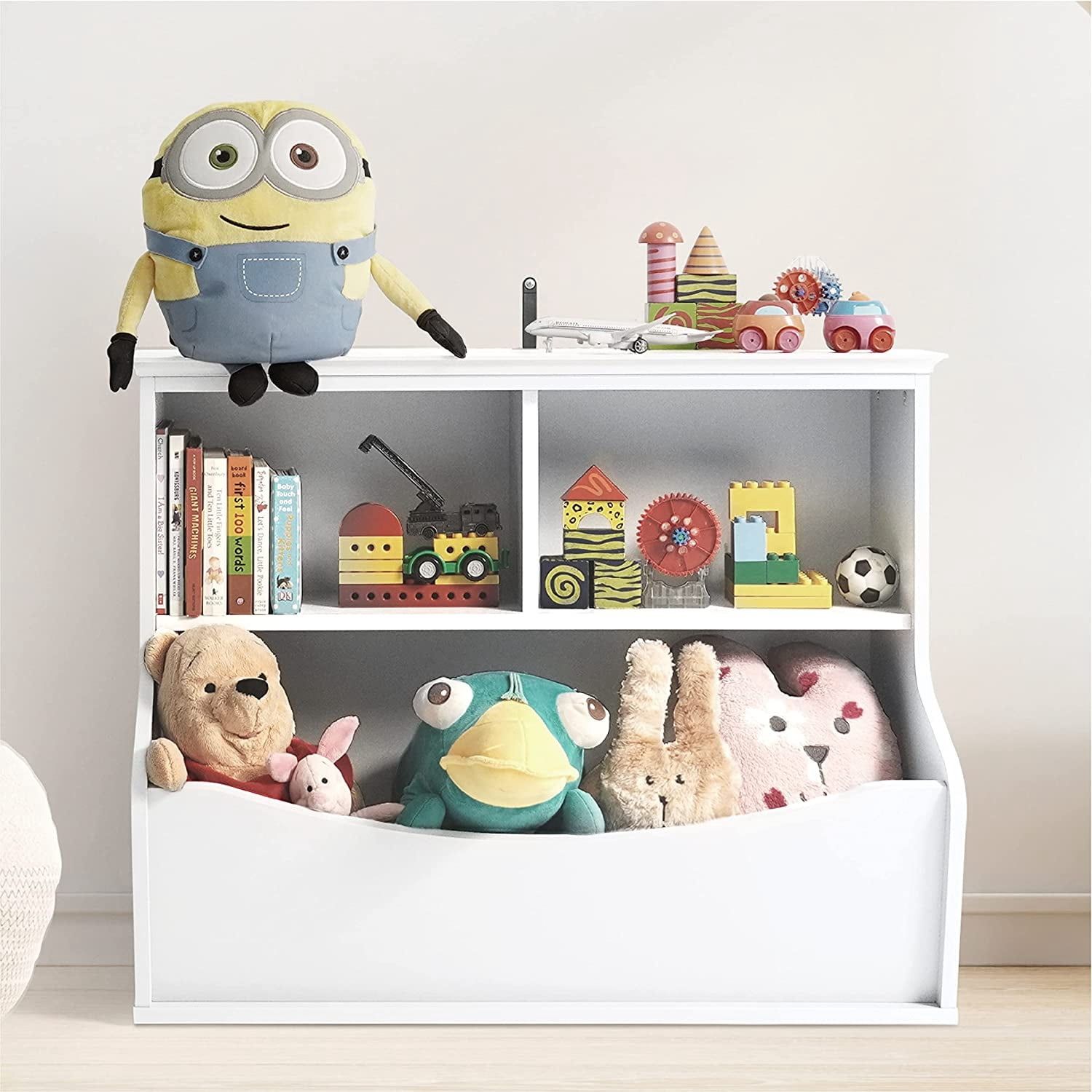 Kids' Toy Storage Organizer, Open Storage Cubby, Multifunctional Book And Toy Storage Cabinet white