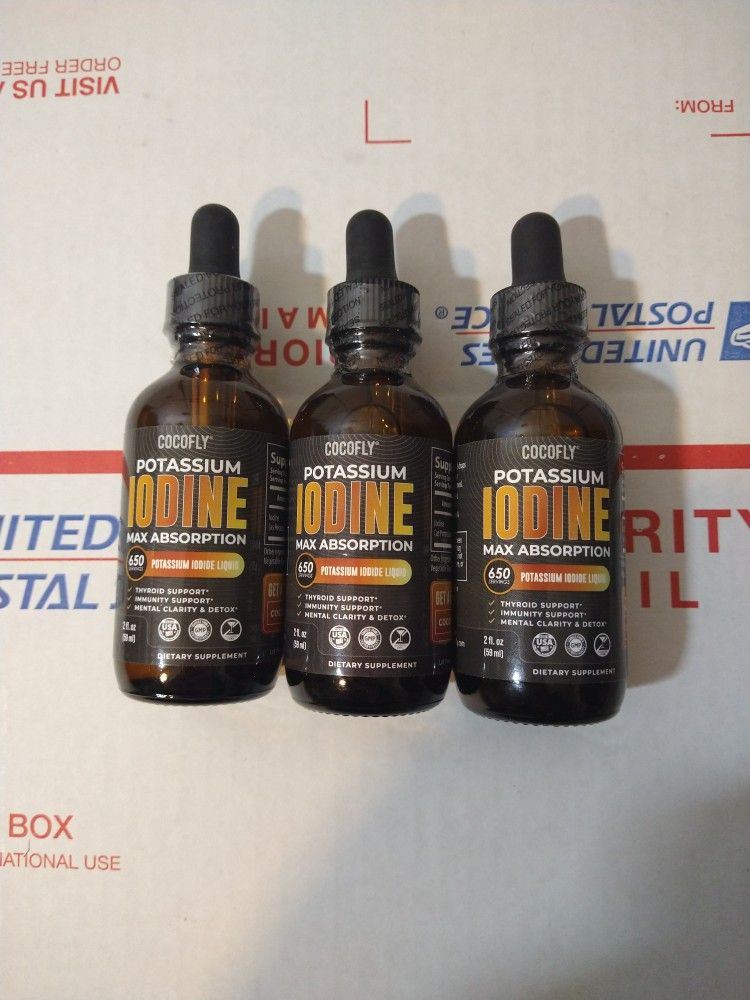 3 Cocofly Premium Potassium Iodine Drops Supplement 