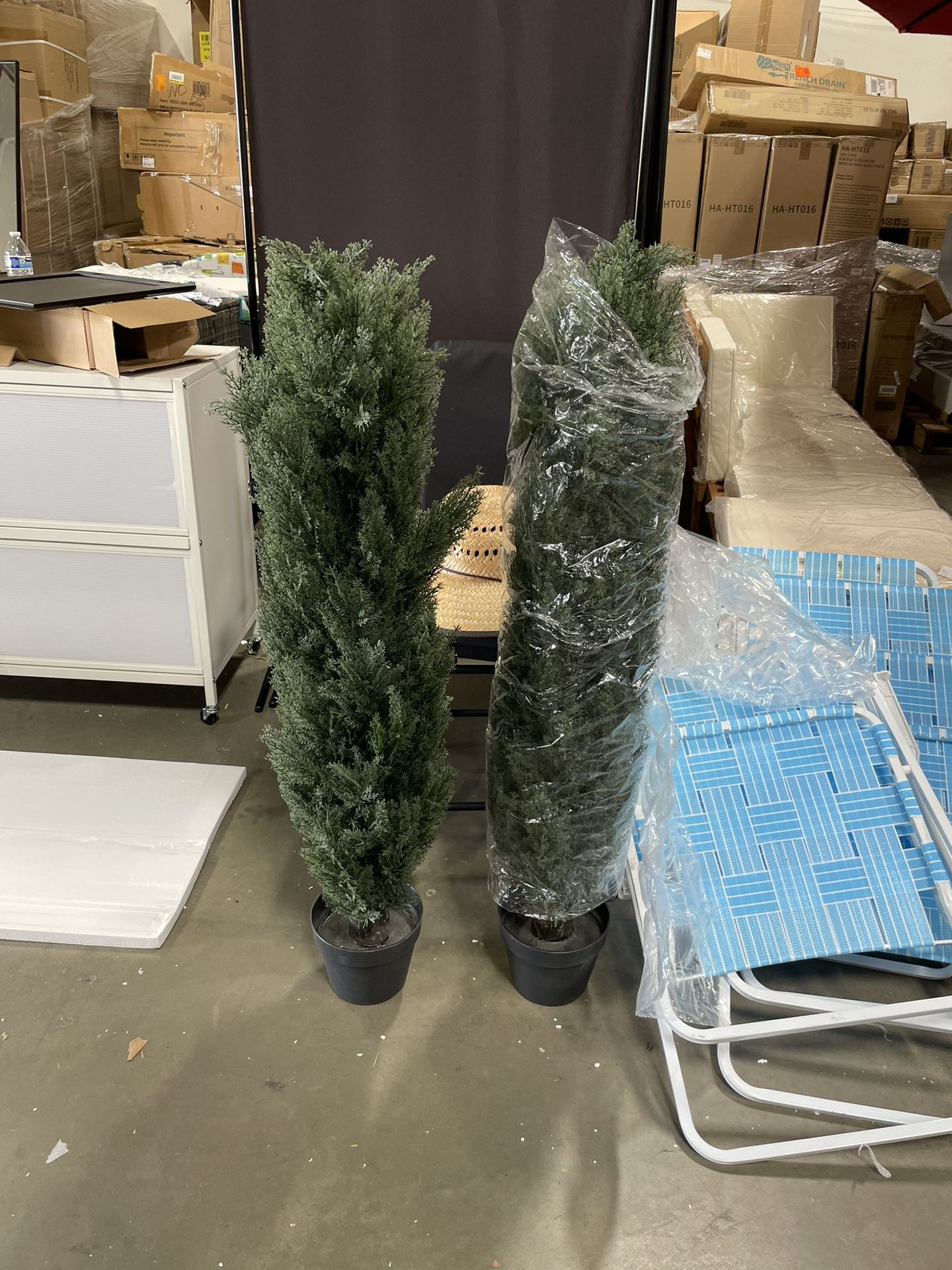 2 For $75 New Artificial Topiary Tree Set of 2 Artificial Cedar Trees 4FT Uv Resistant Pine Potted