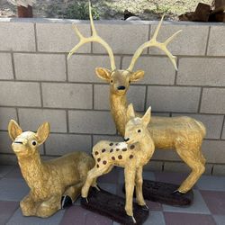 New Set Of 3 Reindeers Made Out Of Cement Perfect Gift 