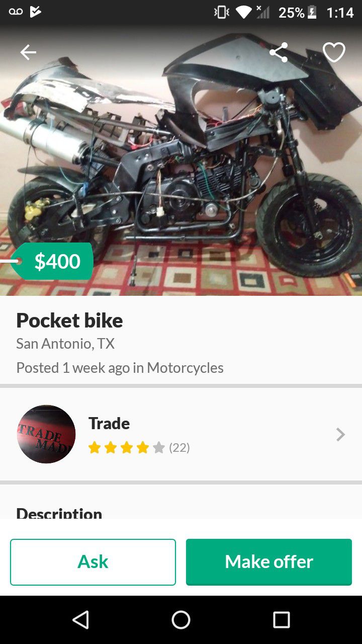 Pocket rocket motorcycle taking $200 needs to put together had all the parts lmk