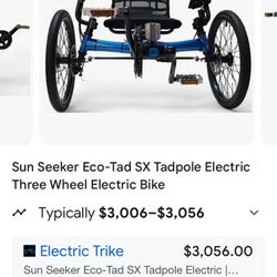 Sun Seeker Pad Pole Three Wheel Electric Bike 