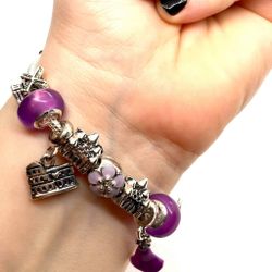 Purple Rapunzel Silver Plated Charm Bracelet