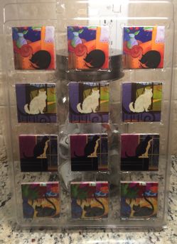 12 ceramic tile cat magnets