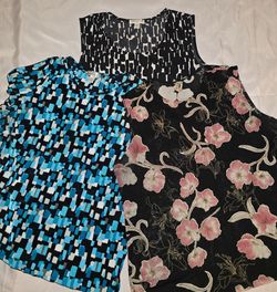 Lot of 3 Sleeveless Shell Dressy Work Tops Women's  Plus Size 1x - 2x