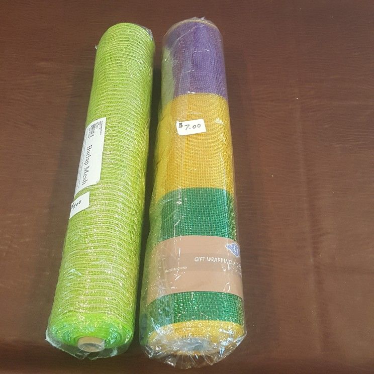 21" Deco Mesh $6.00 Each Roll, Light Green Is Burlap Mesh