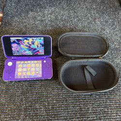 New Nintendo 2DS XL Purple Silver with Carrying Case & Clear Shell Case