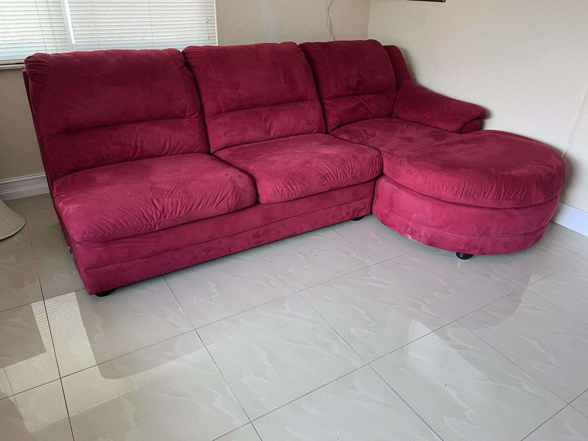 Red suede Sleeper Sofa