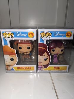 Funko Pop Disney Hercules #378 & Meg #379 with Hard Protectors New in Box