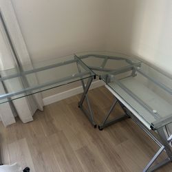 L Shaped Glass Desk
