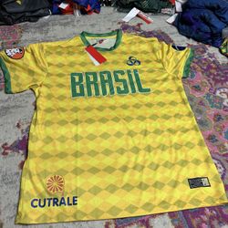 Headgear Classics Brazil International Team Men's 1990 World Cup Soccer Jersey in yellow and green.