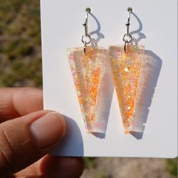 Oranges Glittery Earrings 