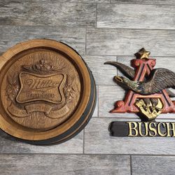 Pair of vintage beer signs