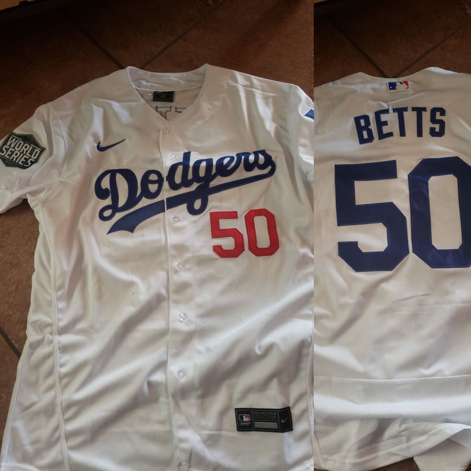 Dodgers betts World Series patch jersey size Large to 3xl stitched firm price pick up only