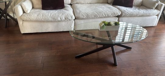 Coffe table and 2 side glass and wood table