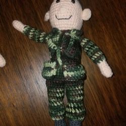 Crocheted Military Figure Character doll