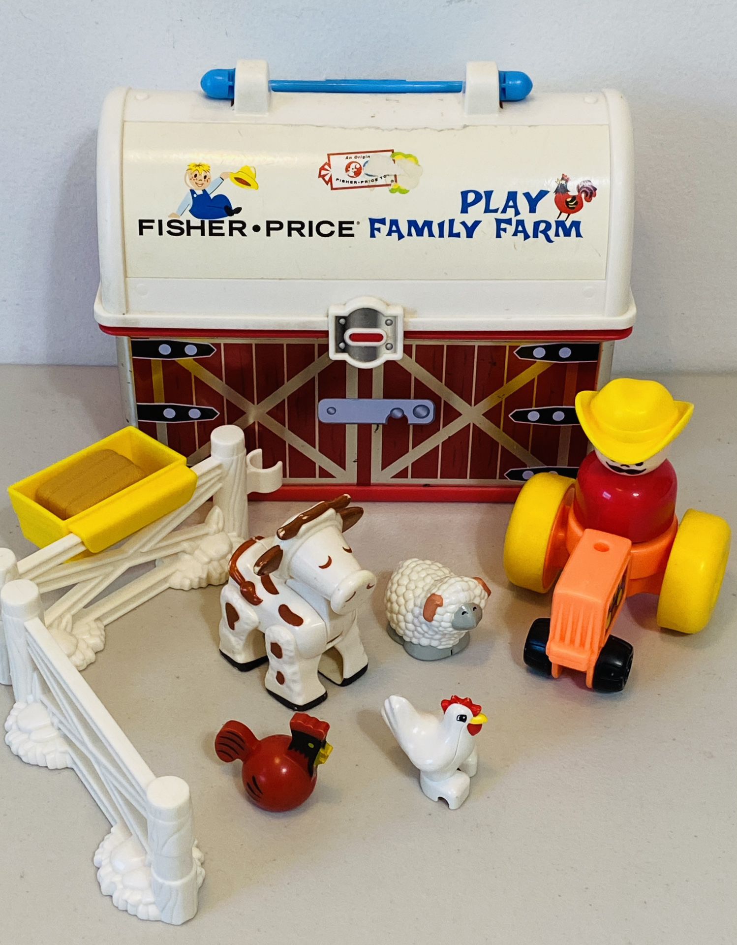 FP Mattel 50th Anniv. Play Family Farm 2008 Lunchbox-Style Case, 10 Accessories