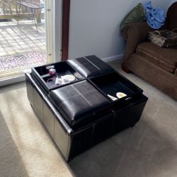 Used Leather Ottoman Storage Box