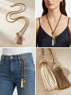 Gold Rope Chain Tassel Necklace Belt